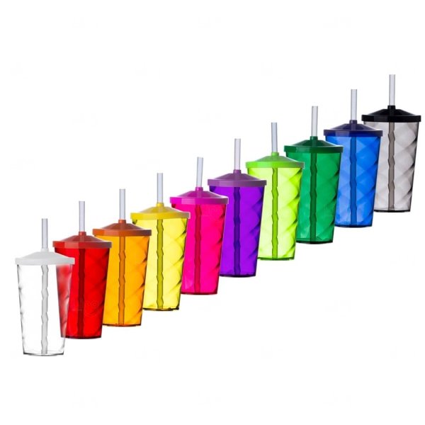 Copo Espiral 550 ml com Canudo Personalizado 