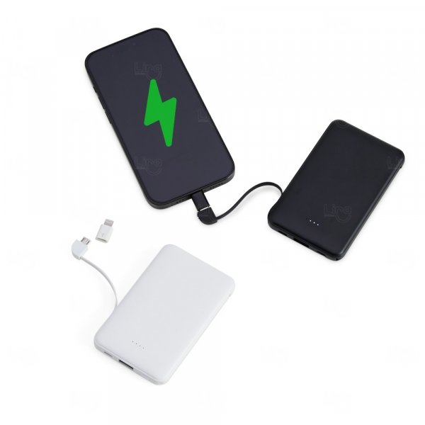 Power Bank com Cabos Acoplados Personalizado - 5.000 mAh 
