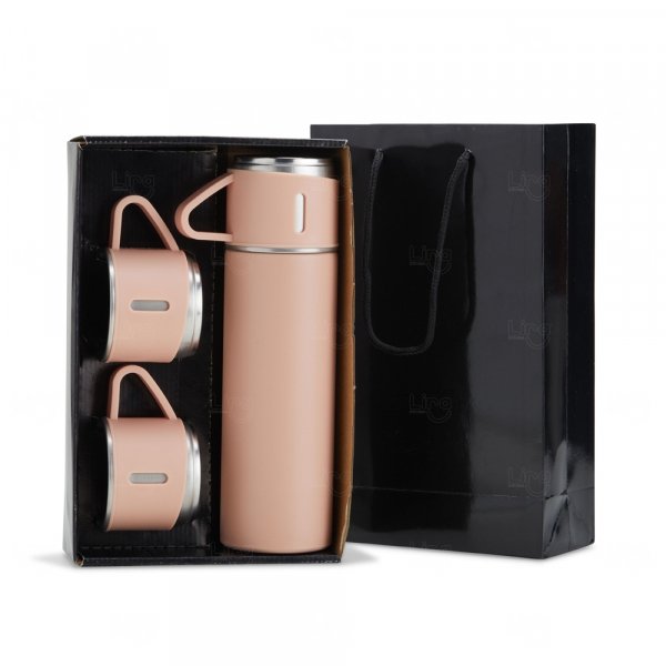 Kit Garrafa Térmica 450ml com Xícaras Personalizada 