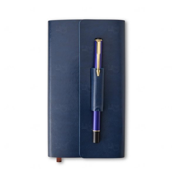 Kit de Anotações em Couro Sintético Personalizado - 17,8 x 10 cm 