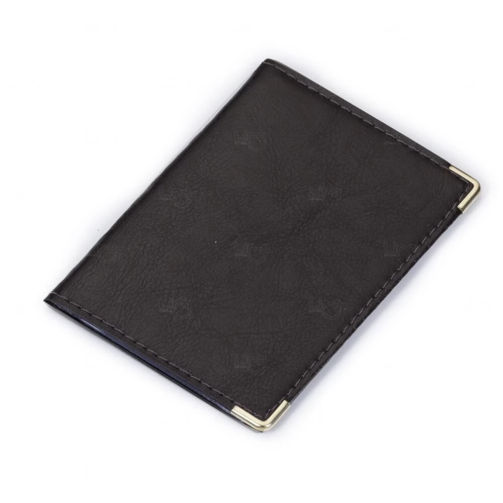 Porta Documentos Personalizado em Couro Sintético - 12,2 x 17,7cm Café