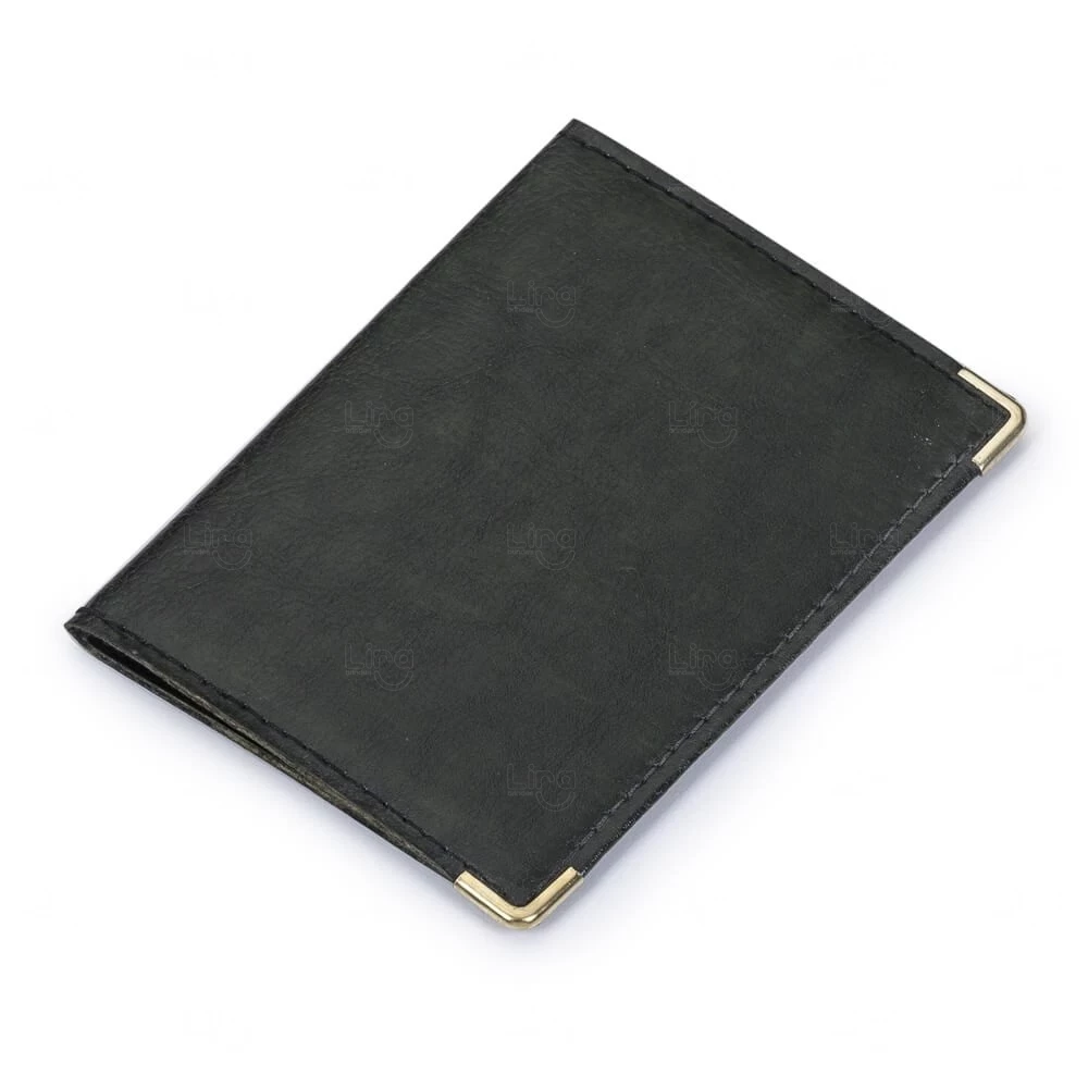 Porta Documentos Personalizado em Couro Sintético - 12,2 x 17,7cm Preto