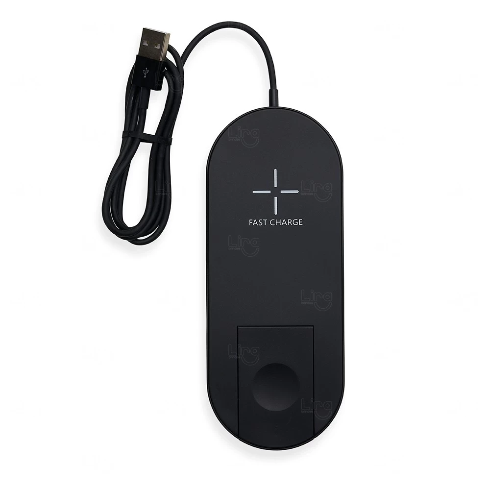 Base Carregadora por Indução para Celular e Relógio Personalizada Preto