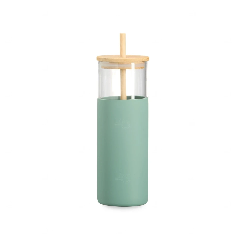 Copo de Vidro 500ml com Canudo Personalizado 