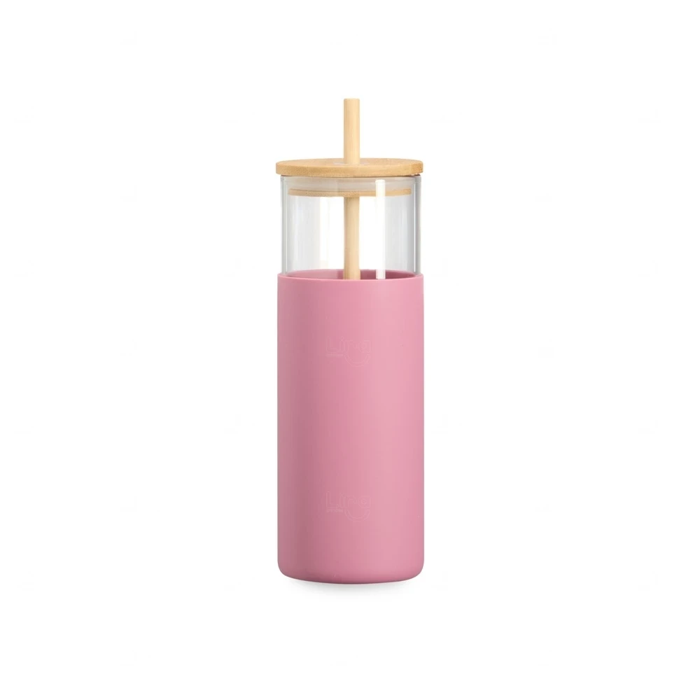 Copo de Vidro 500ml com Canudo Personalizado 