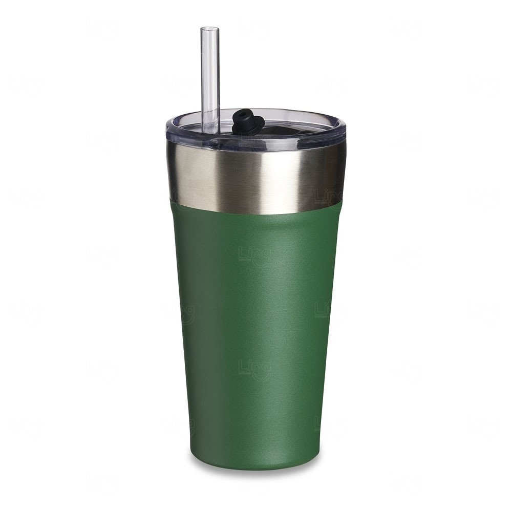 Copo Térmico 500ml com Canudo e Abridor Personalizado 