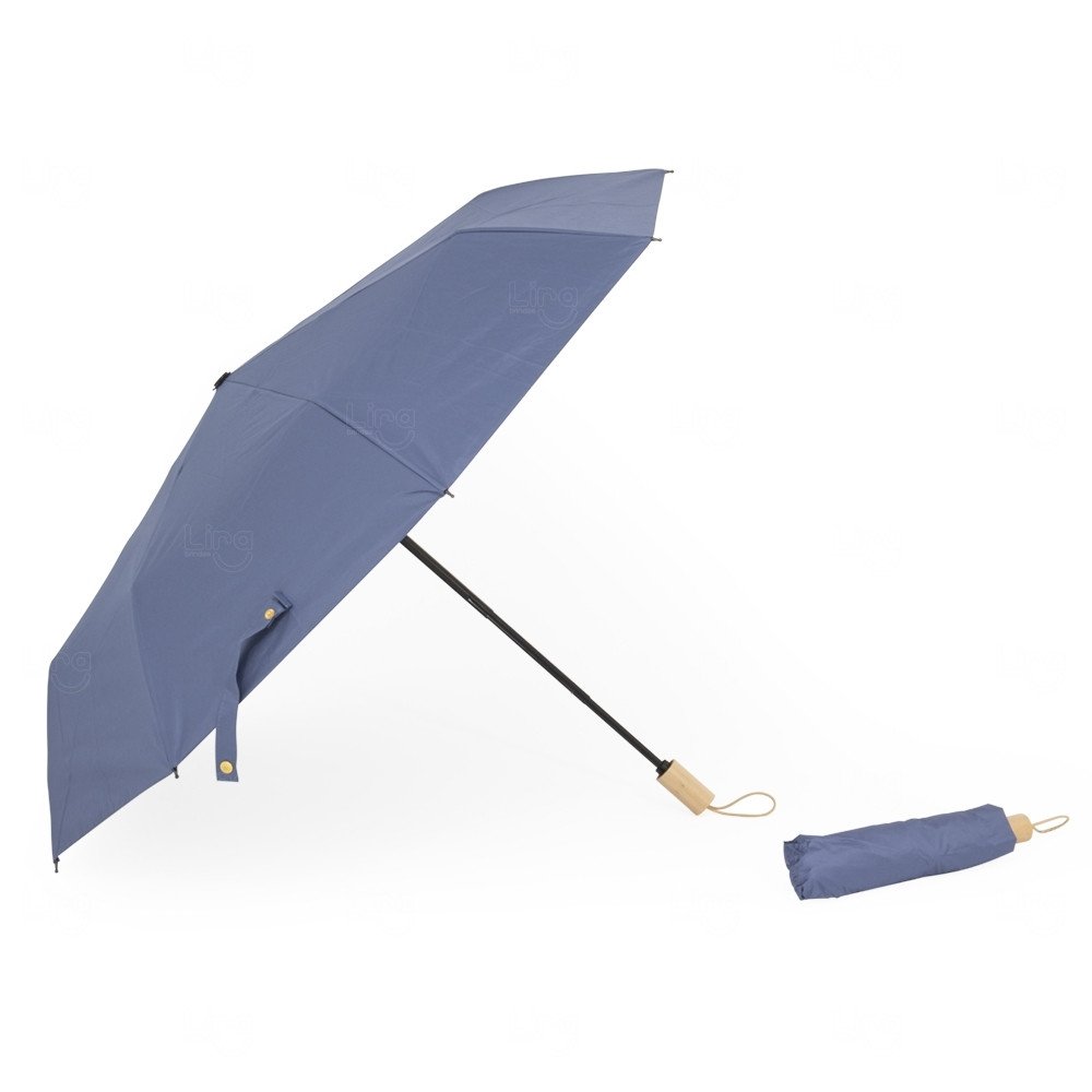 Guarda-Chuva com Proteção UV e Pega de Madeira Personalizado 