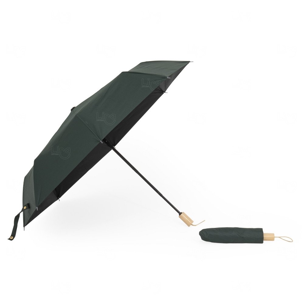 Guarda-Chuva com Proteção UV e Pega de Madeira Personalizado 