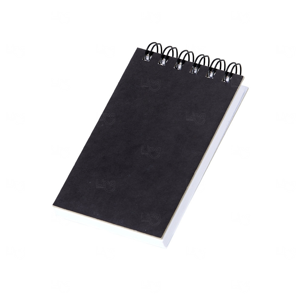Bloco de Anotações Ecológico com Wire‑o Personalizado - 15x8,5cm Preto