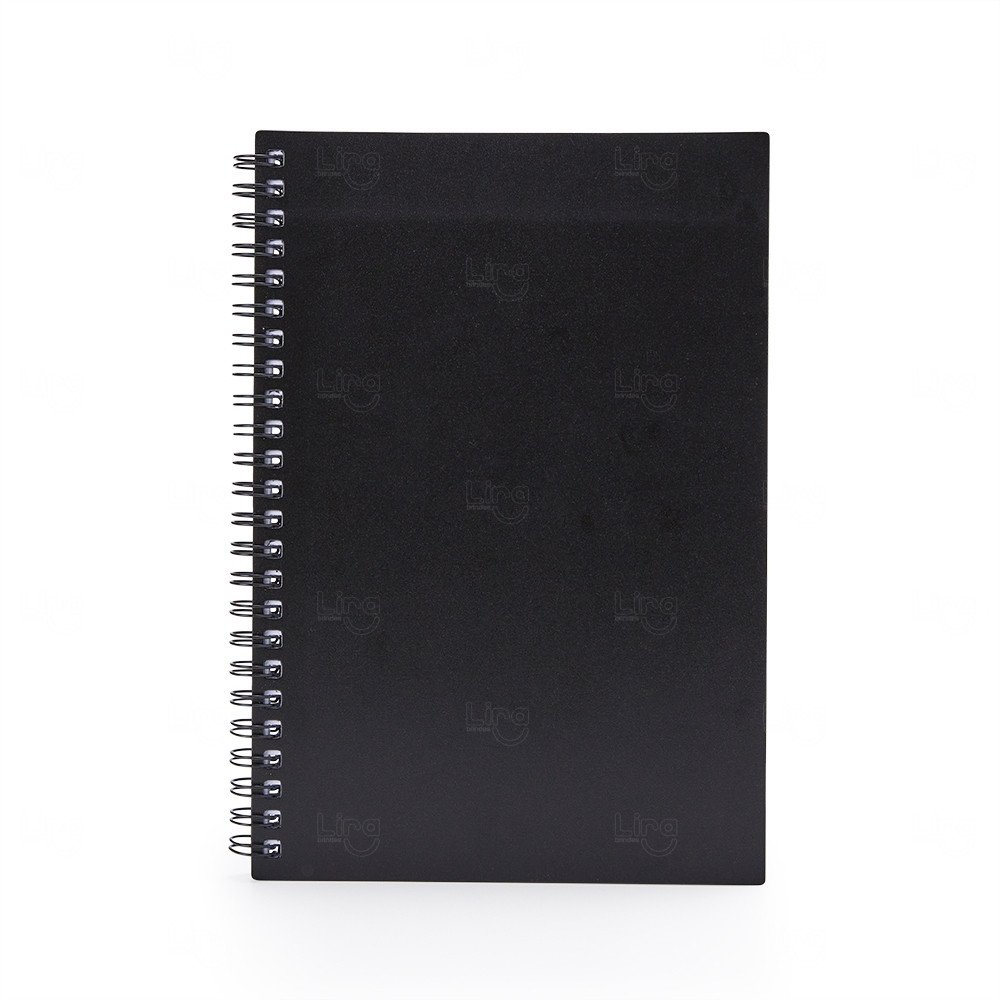 Caderno A5 Plástico Personalizado - 21,2 x 15 cm Preto
