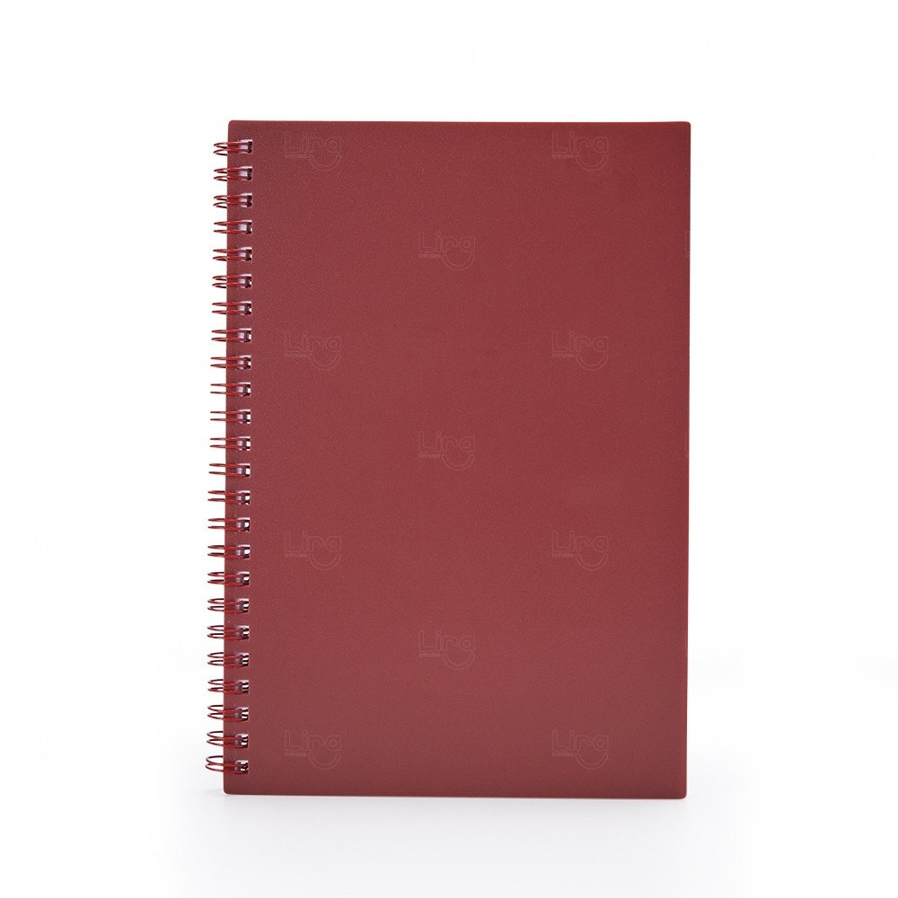 Caderno A5 Plástico Personalizado - 21,2 x 15 cm Vermelho
