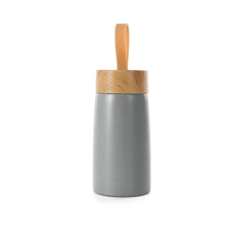Garrafa Inox Parede Dupla Personalizada  - 250ml Cinza Claro