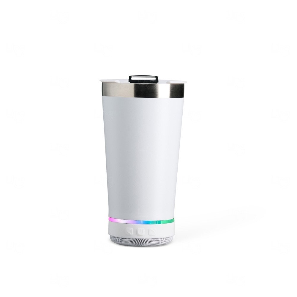 Copo Térmico com Caixa de Som 400ml Personalizado Branco