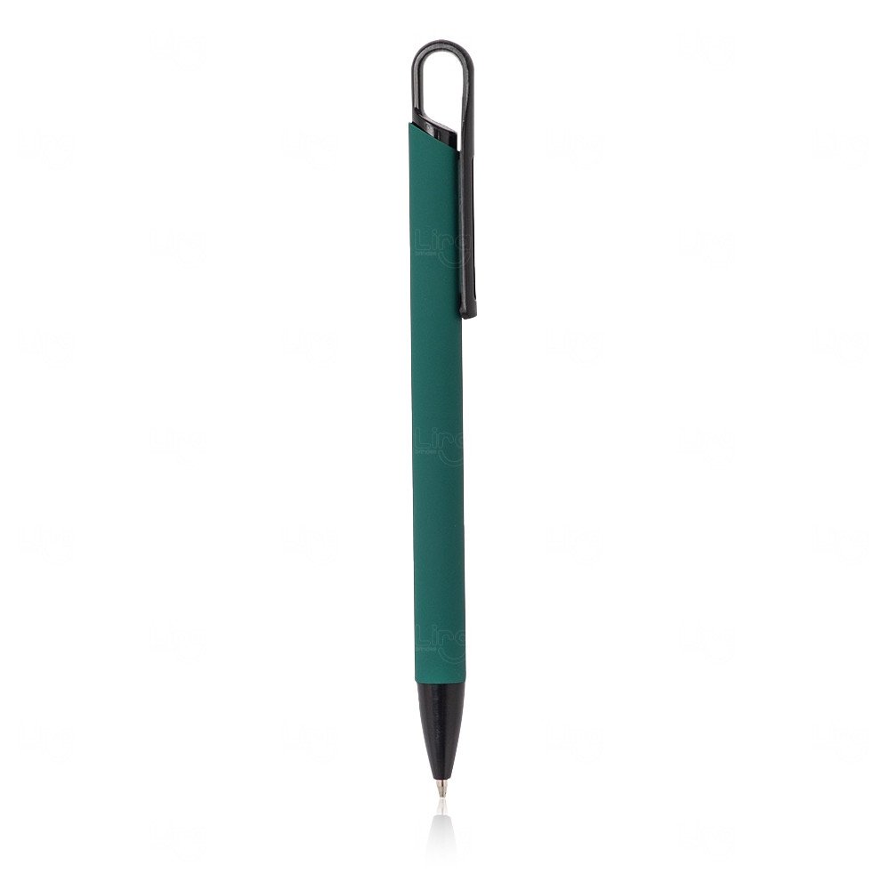 Caneta de Metal Emborrachada Personalizada Verde