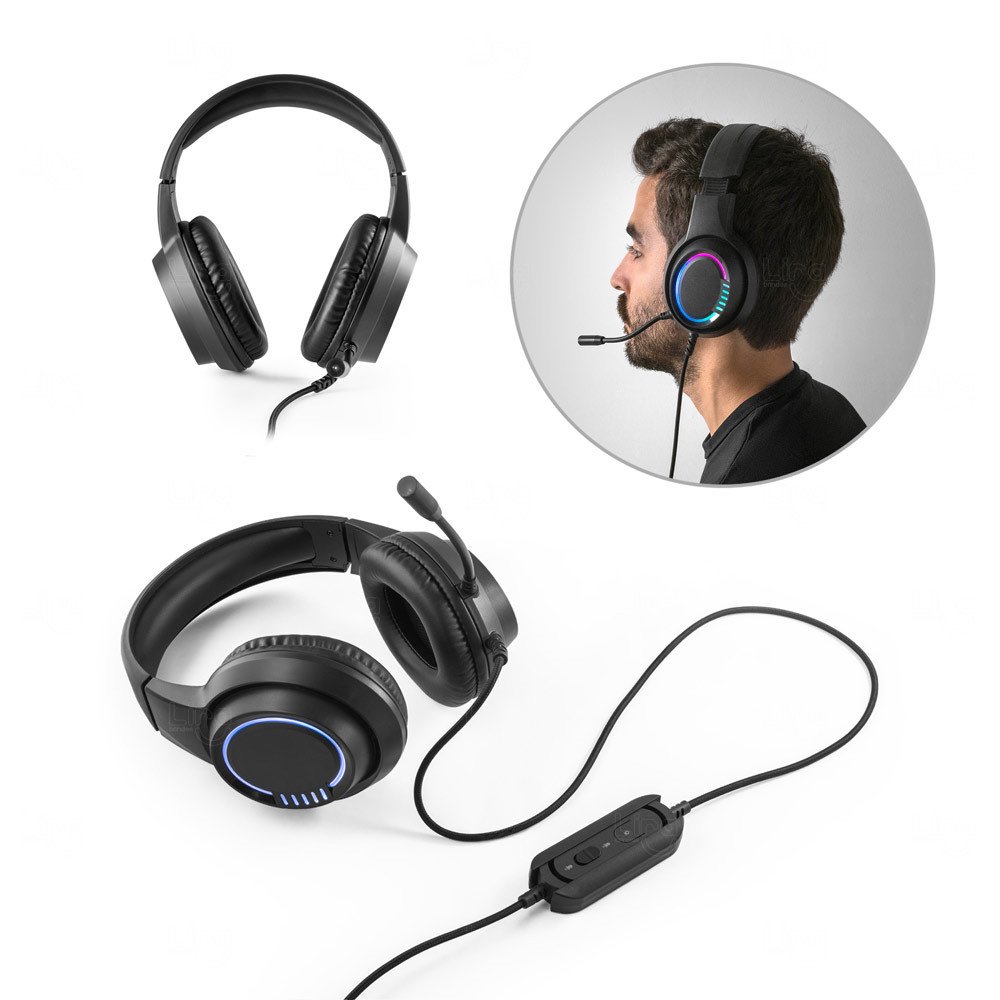 Headset Gamer com Microfone e Luz RGB Personalizado 