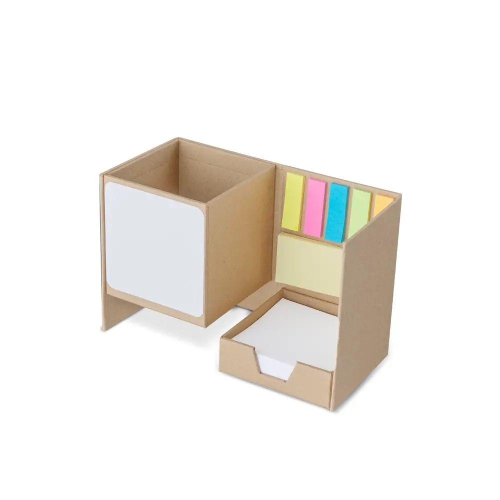 Porta Lápis com Quadro Branco e Bloco de Notas Personalizado em papel colorido 