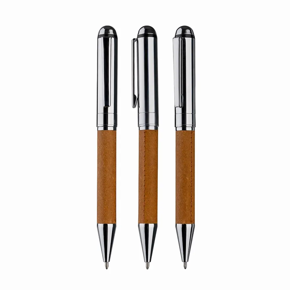 Kit Escritório A5 Capa em Couro Reciclado e Caneta Metalica Personalizado 